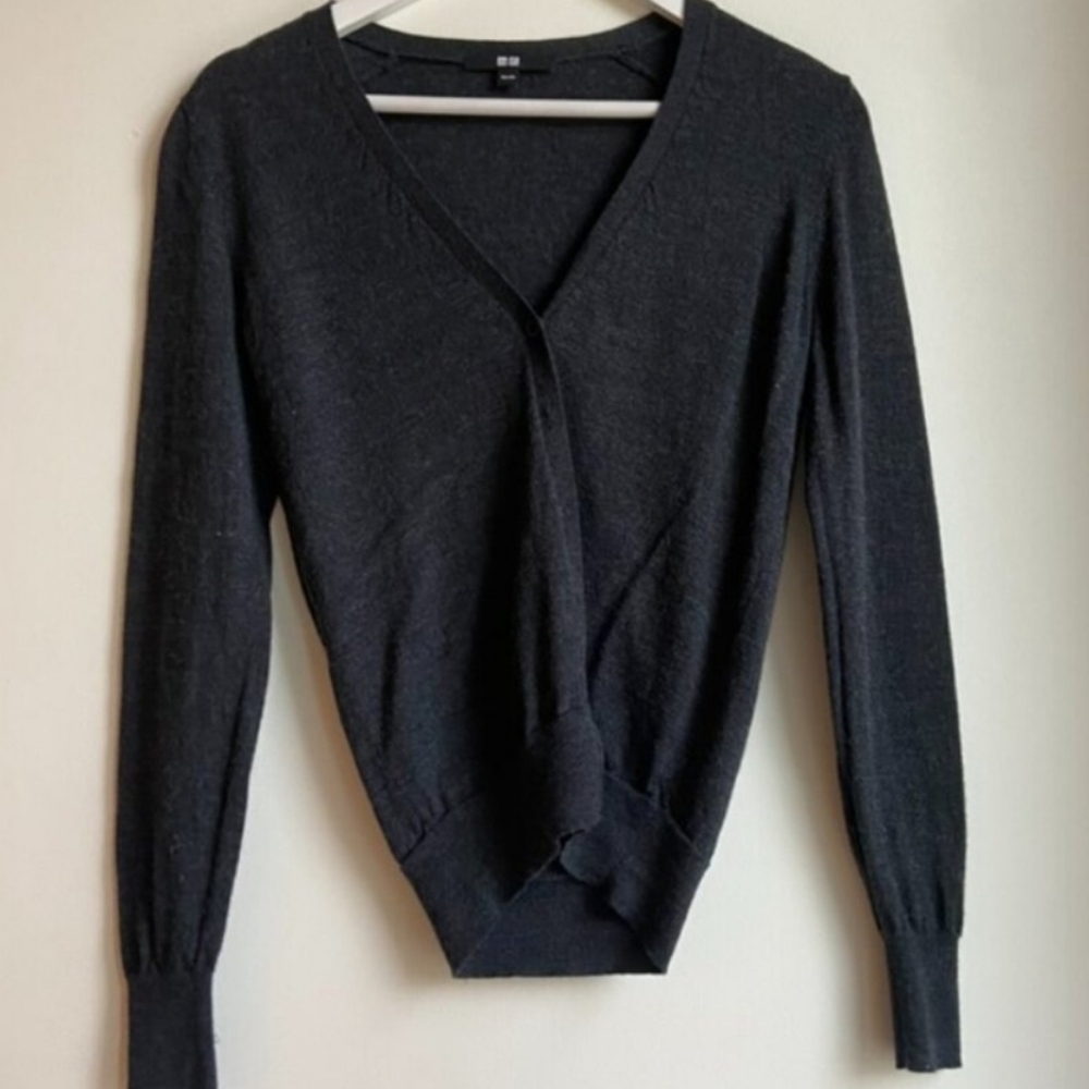 Uniqlo Merino Wool Dark Gray Caridgan XS